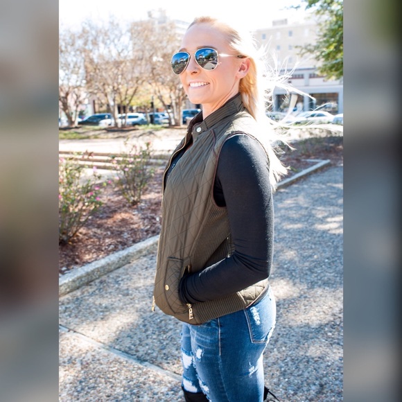 Olive Quilted Vest - Picture 3 of 3